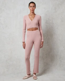 Pantalon en maille côtelée