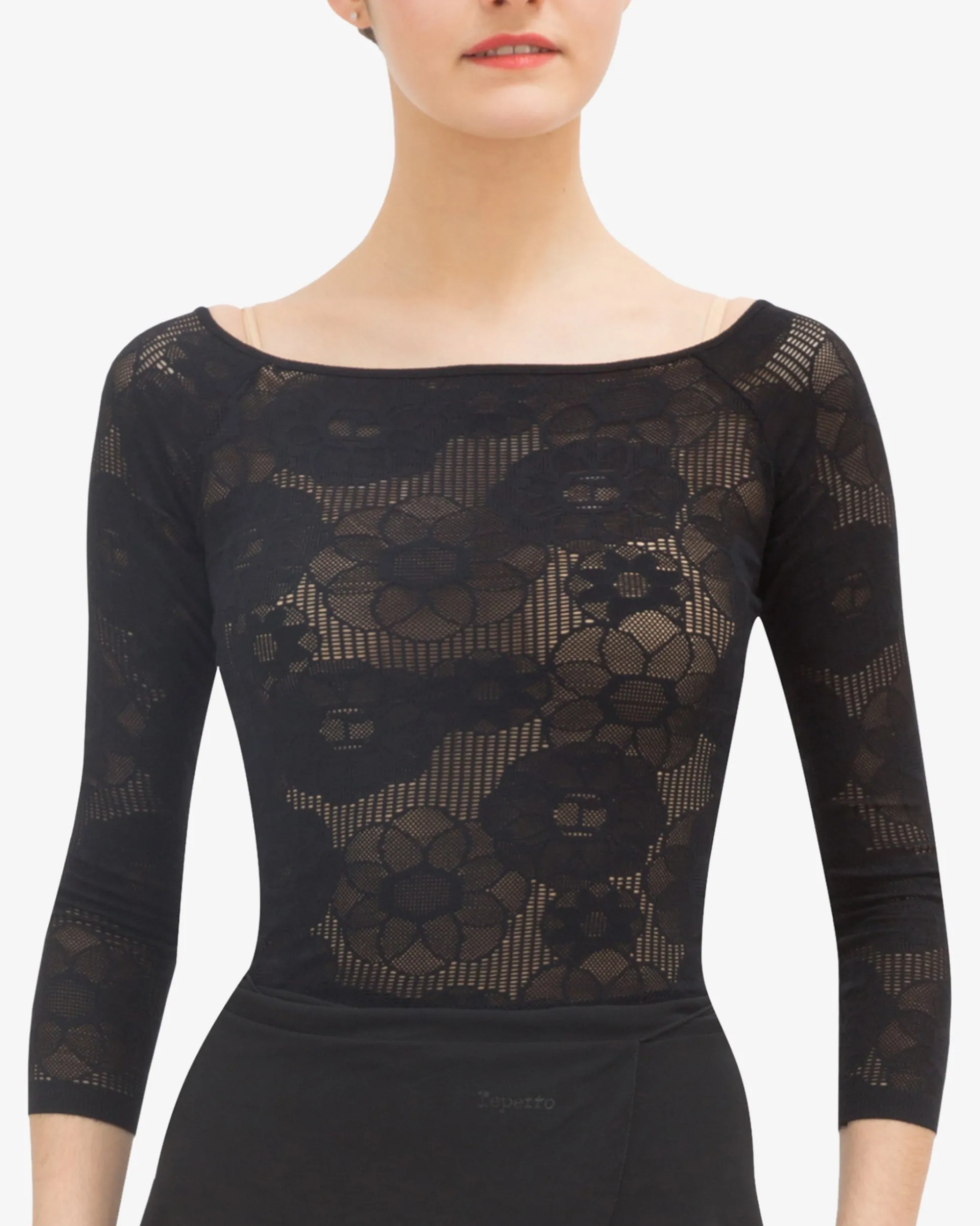 Top manches longues en dentelle rosace
